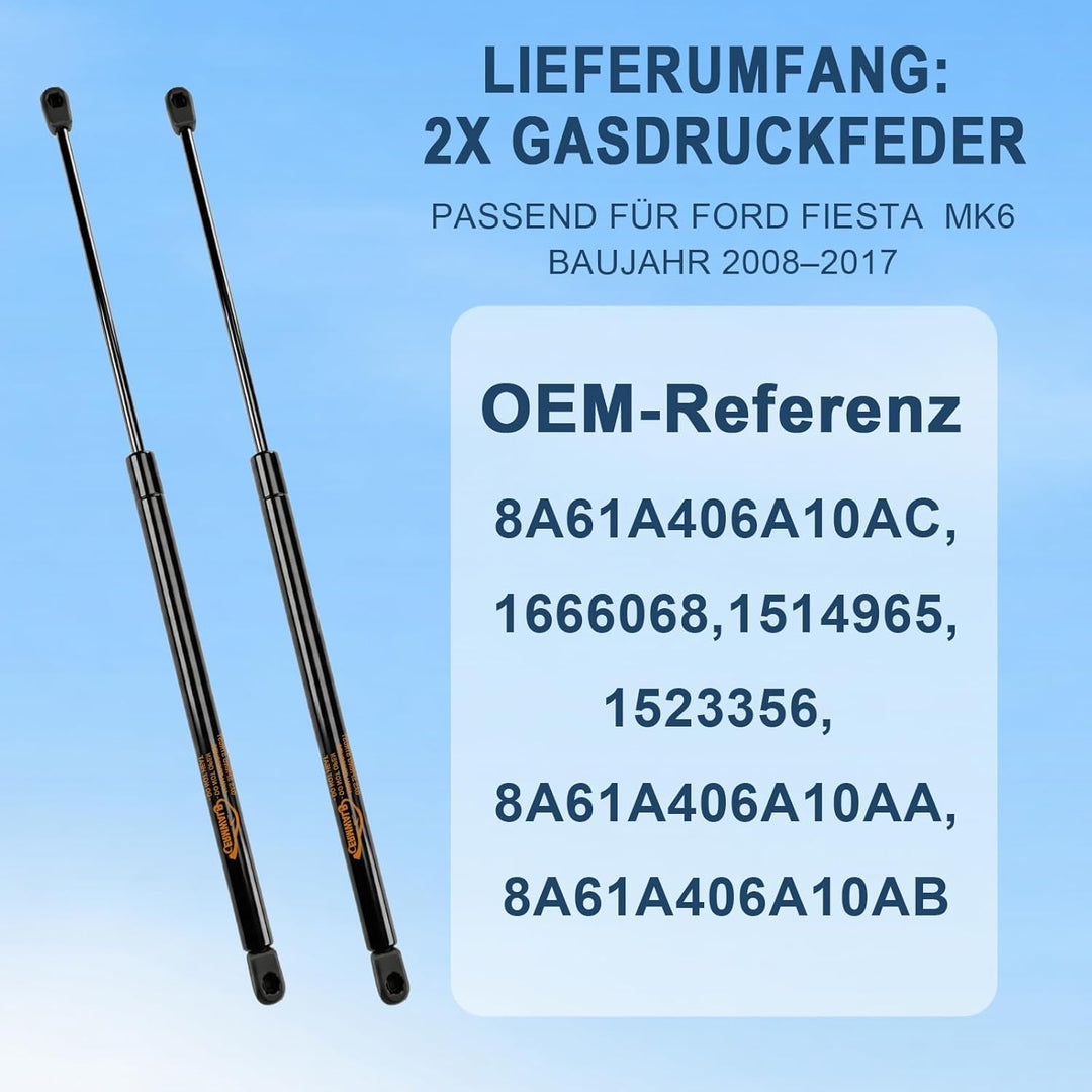 2X Heckklappendämpfer für Ford Fiesta MK6 2008-2017 Gasdruckfeder Kofferraum Dämpfer Schwarz Gasdruc
