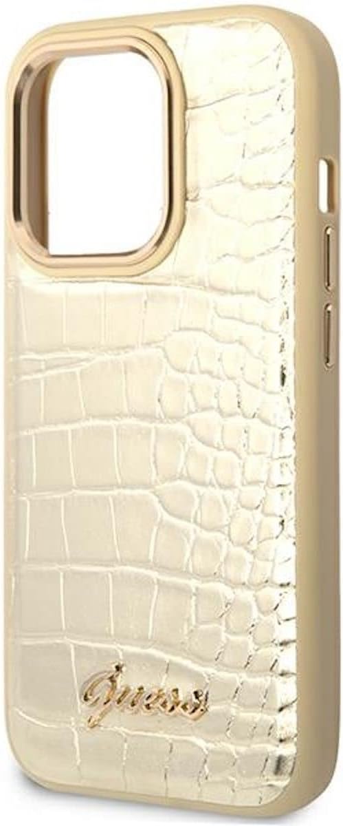 Guess GUHCP14LHGCRHS hülle für iPhone 14 Pro 6, 1" Silber/Silver hardcase Croco Collection, schwarz,