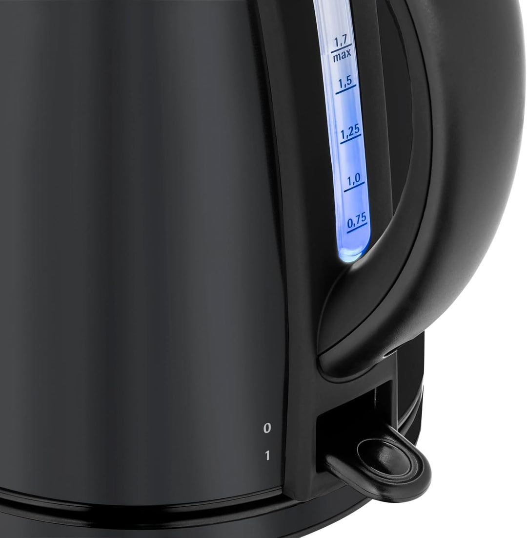 WMF Stelio Wasserkocher Edelstahl 1,7L, Elektrischer Wasserkocher mit Kalkfilter, 2400 W, Wasserstan