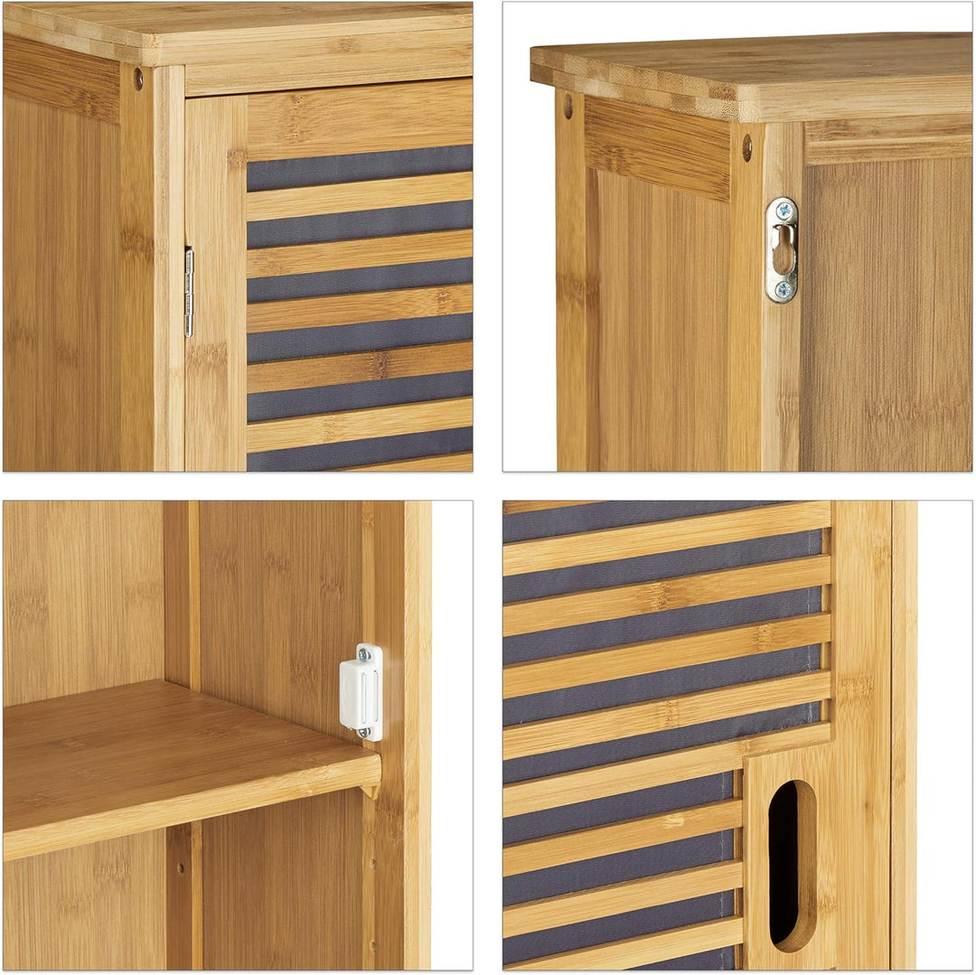 Relaxdays Badezimmer Hängeschrank aus Bambus, 2 Ablagen mit Einlegeboden, Badschrank HxBxT: 66 x 35