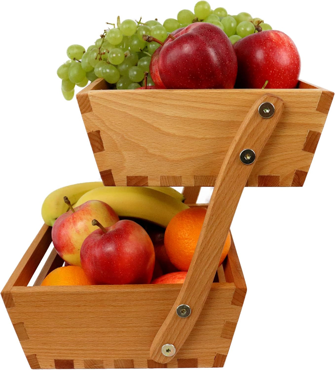 B4K Obstkorb aus Buchenholz | Grösse 24x32x29 cm | Früchtekorb | Servierkorb | Verkaufsständer | Obs