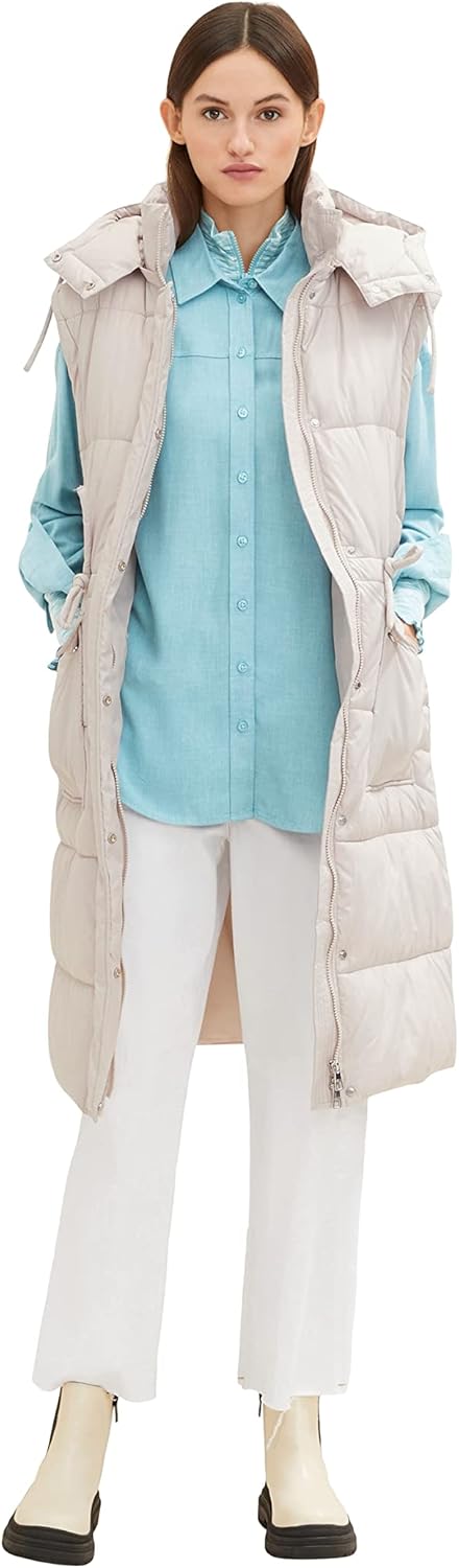 TOM TAILOR Denim Damen Bluse mit Turn-Up Ärmel L 30564 - Reef Blue Melange, L 30564 - Reef Blue Mela