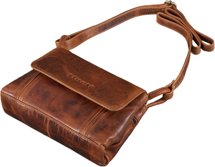 STILORD 'Alessia' Kleine Lederhandtasche Damen Schultertasche Umhängetasche Vintage Elegante Crossbo