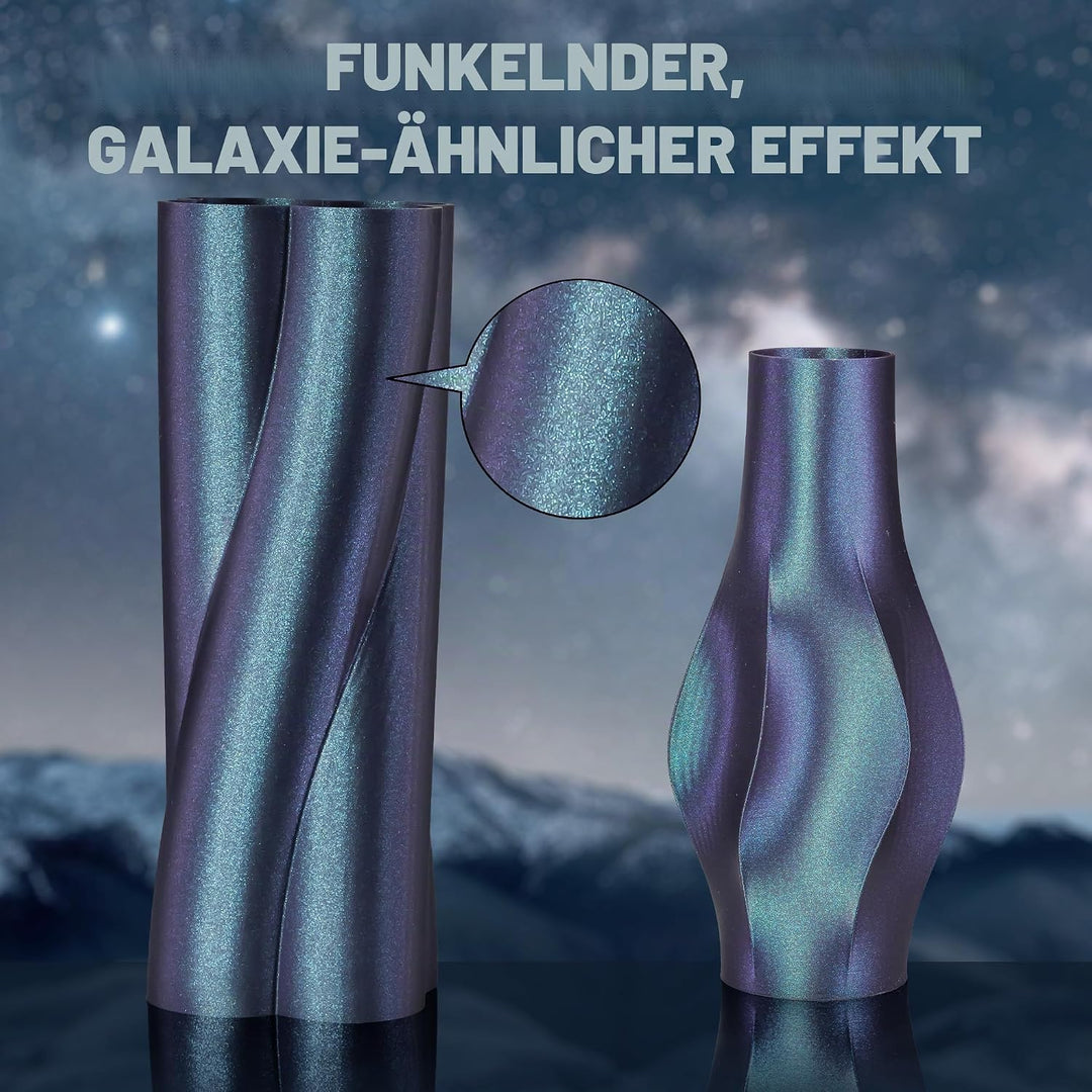 TINMORRY 4er Set Galaxy PLA Filament 1,75mm (je 750g 750g) für 3D-Drucker - Farbe: Magenta + Grün +