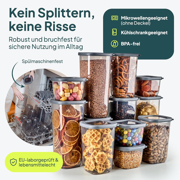 UANDU 12er Vorratsdosen Set, Vorratsdosen mit Deckel BPA frei Kunststoff, Vorratsdosen luftdicht, lu