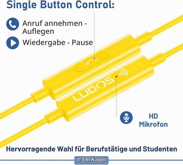 LUDOS FEROX USB C Kopfhörer, 5 Jahre Garantie für iPhone 16 15 Pro Max Plus Samsung Galaxy S24 S23 U