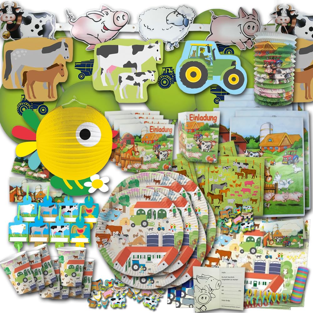 Bauernhof Kindergeburtstag XXL - Partydeko & Partygeschirr im Sparset Kindergeburtstag Bauernhof Par