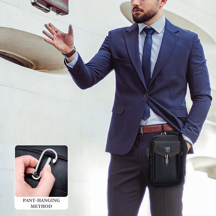 BAIGIO Handytasche Leder Vintage Gürteltasche Herren Hüfttasche Klein Schultertasche Umhängetasche R