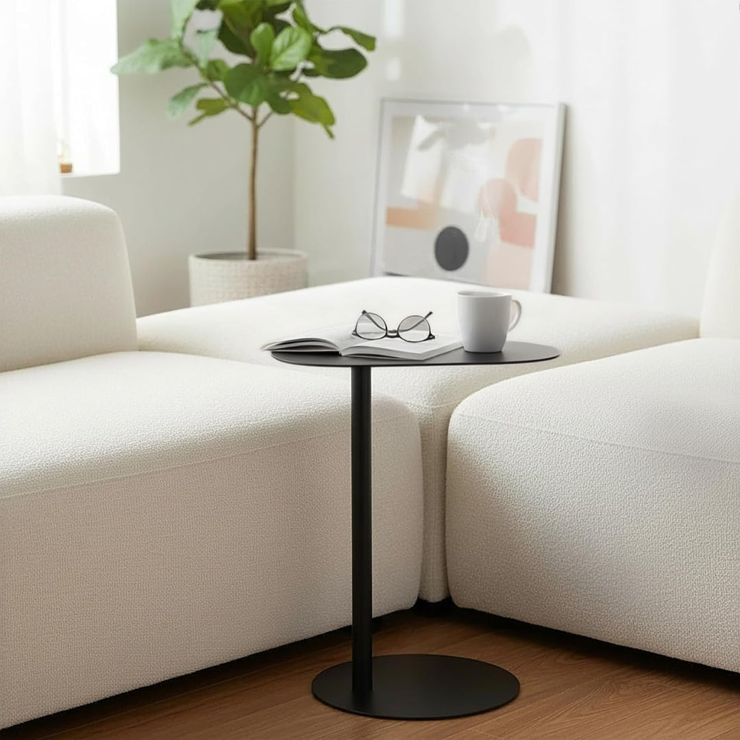 Spetebo Metall Beistelltisch oval schwarz matt - 35 x 25 cm - Couchtisch im Bistrotisch Design - Woh
