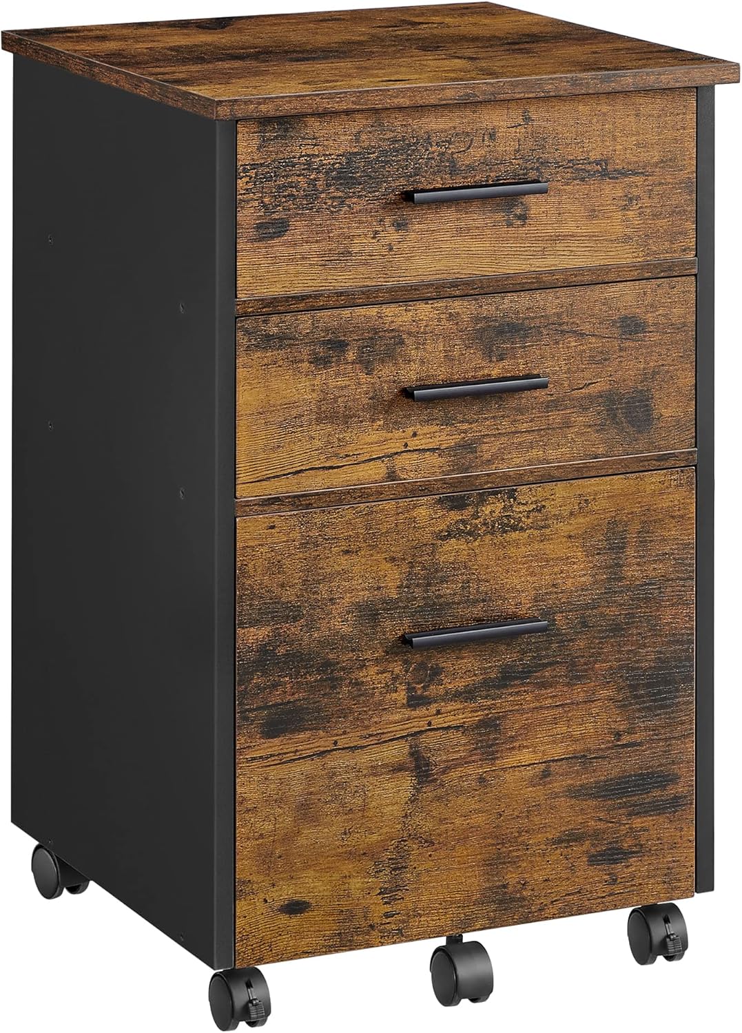 VASAGLE Rollcontainer, Aktenschrank, Büroschrank mit 3 Schubladen, 2 Davon aus Stoff, 1 Schublade au