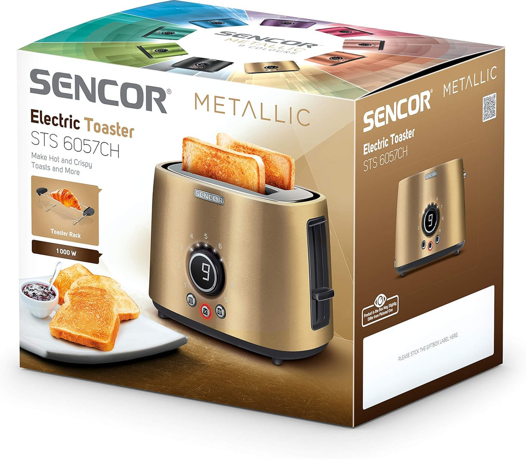 SENCOR STS 6057CH 2-Scheiben-Toaster (1000 Watt, Elektronischer Timer - 9 Stufen der Röstintensitätr