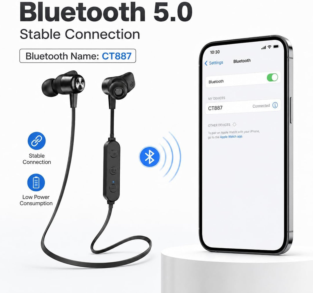 Bluetooth Kopfhörer Kabellos 5.0 Sport, 20 Std Spielzeit, IPX7 Wasserdicht, In-Ear Kopfhörer mit Mik