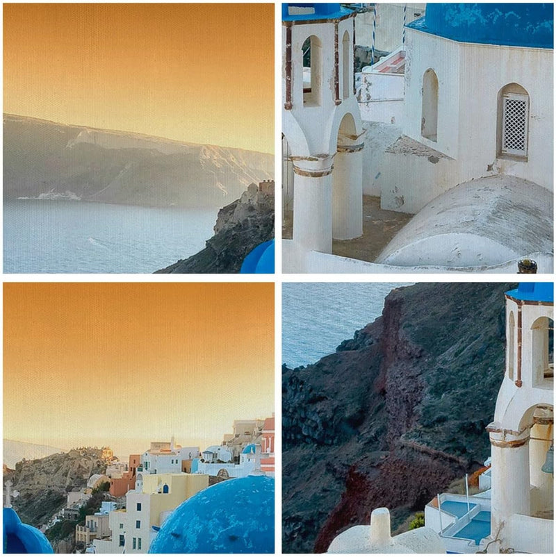 Bilder auf Leinwand 100x70cm Leinwandbild Santorini Griechenland Urlaub Insel Gross Wanddeko Bild Sc