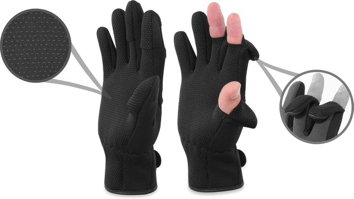 normani Anglerhandschuhe aus 3mm Titanium Neopren mit umklappbaren Fingerkuppen und rutschfesten Han