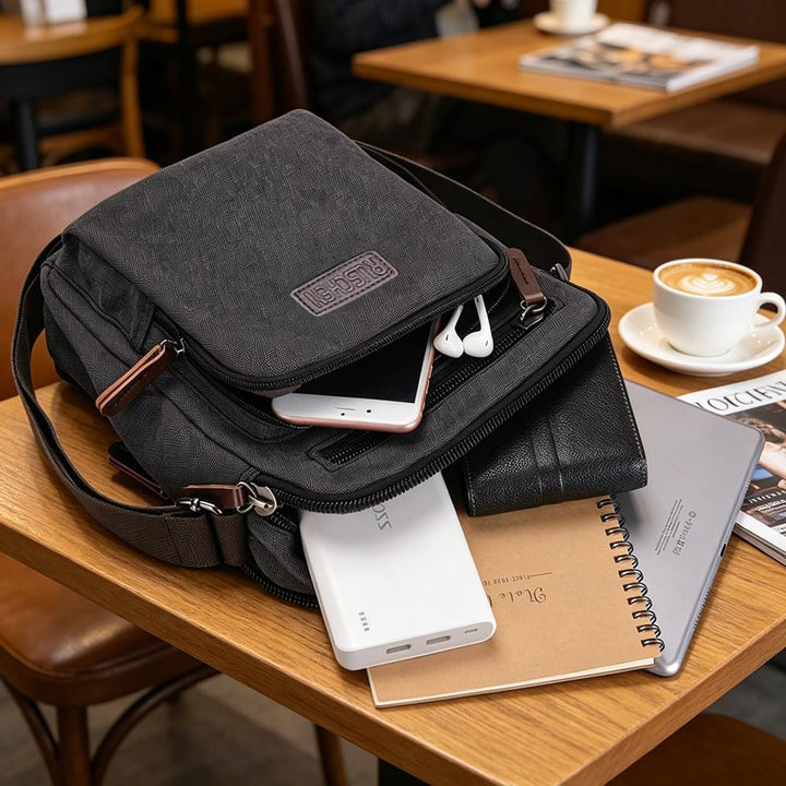 Umhängetasche Schultertasche für Herren, Damen und Jungen, Kuriertasche aus Canvas, Herrentasche für