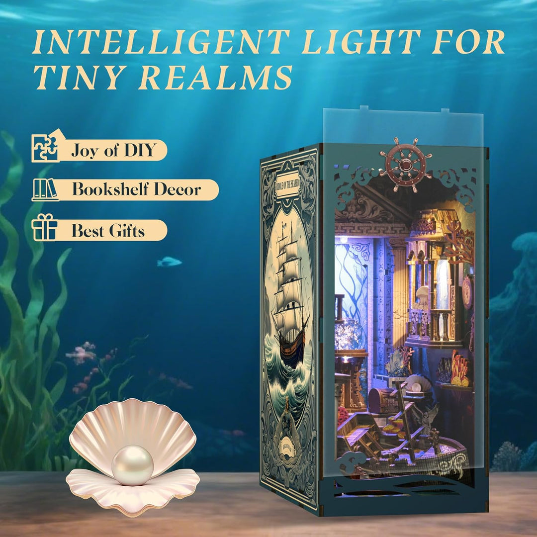 Book Nook Kit für Erwachsene: LUMYCE Holzpuzzle DIY Miniatur Haus 3D Puppenhaus - Buchstütze für Büc