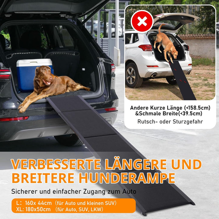 FASNATI 180×50cm Hunderampe Auto Klappbar, bis 70kg, Anti-Rutsch Hunderampe für grosse Hunde, Leicht