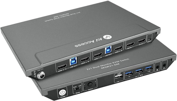 AV Access KVM Switch 2 PC 2 Monitore, 4K@60Hz, 2K@144Hz, 1080P@240Hz, 4 USB 3.0 Ports HDMI KVM Switc