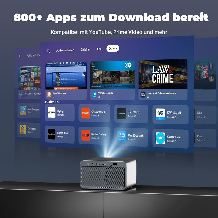 Beamer-4K [Kompatibel mit Netflix & Offizielle App] 2026 Neuer 1080PHD Mini-Smart Beamer-Heimkino mi