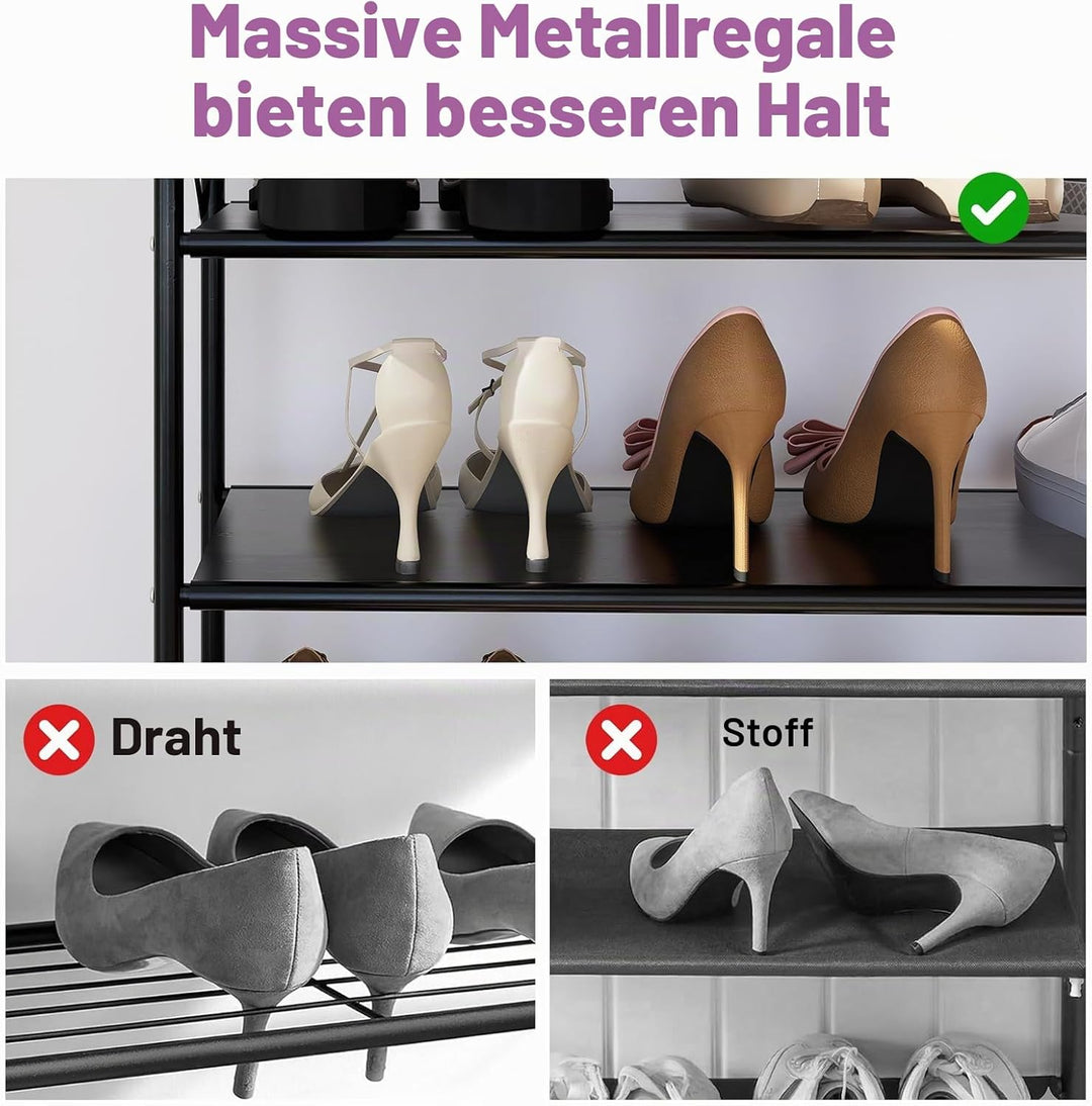 5-stufiges Schuhregal ohne Montage, Faltbarer Schuhregal-Organizer ohne Aufbau, tragbare Massive Met