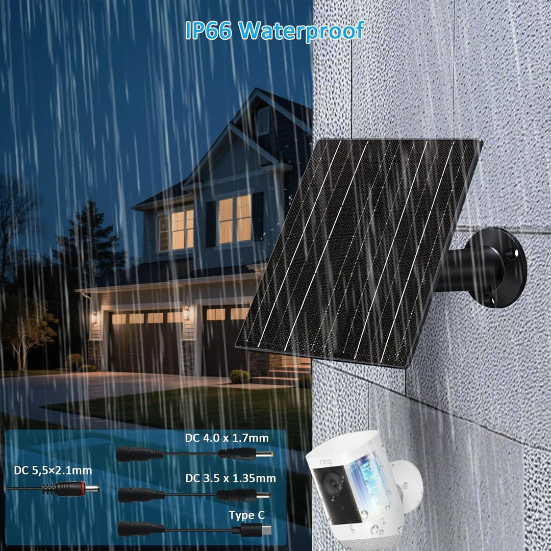 VUEBEE Solarpanel für Überwachungskamera & Wildkamera, 10W Solarmodul mit 5V/12V einstellbarer Ausga