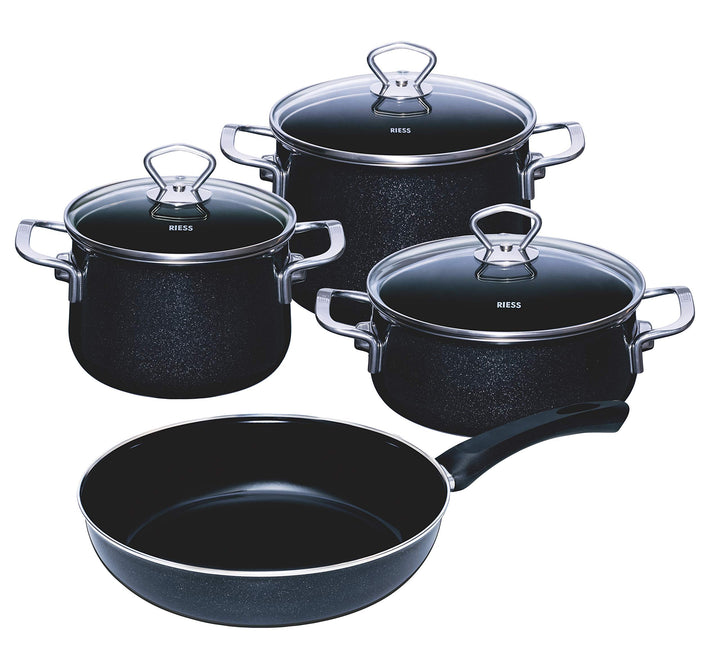 Riess, 0519-009, Starter-Set 4-teilig, Nouvelle - Black Magic EXTRA STARK, Fleischtopf mit Glasdecke
