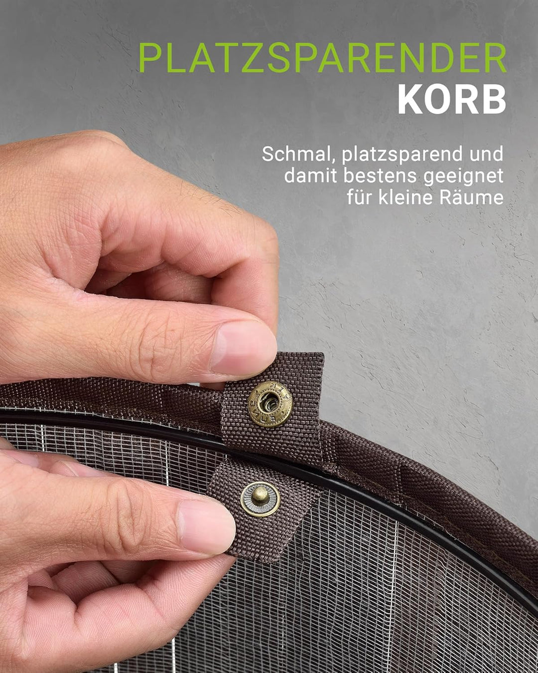 Juskys Bambus Wäschekorb Curly-Round Braun 55L - Hygienischer & Faltbarer Wäschekorb mit Deckel, Tra