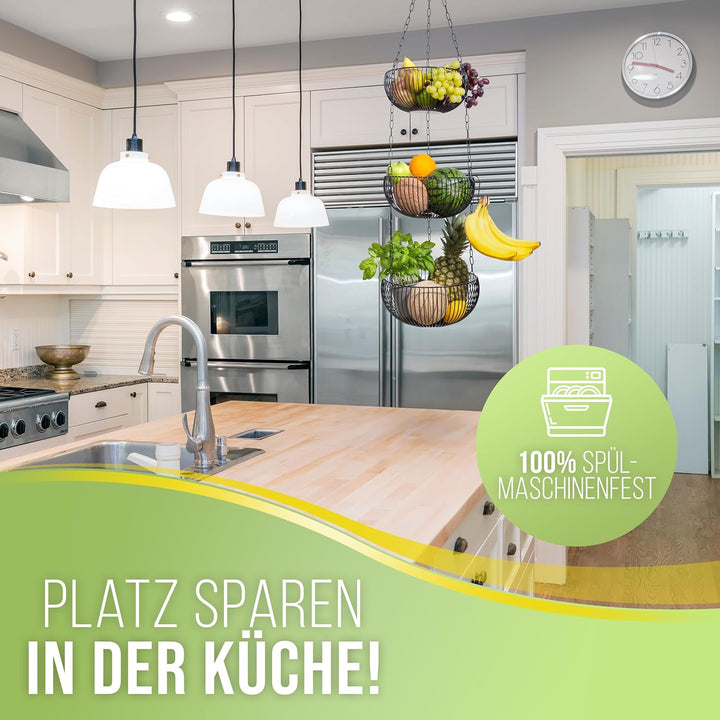 BS Obstkorb hängend – hochwertiger Hängekorb im modernen Stil Aufbewahrung Obst und Gemüse – Obstsch