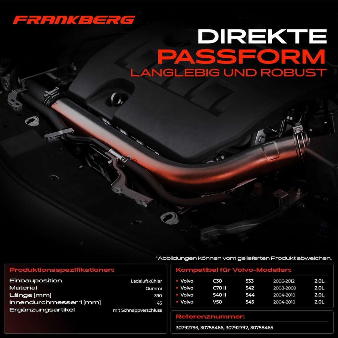 Ladeluftschlauch Turboschlauch für C30 533 C70 II Cabriolet 542 S40 II 544 V50 545 2.0L Diesel 2004-