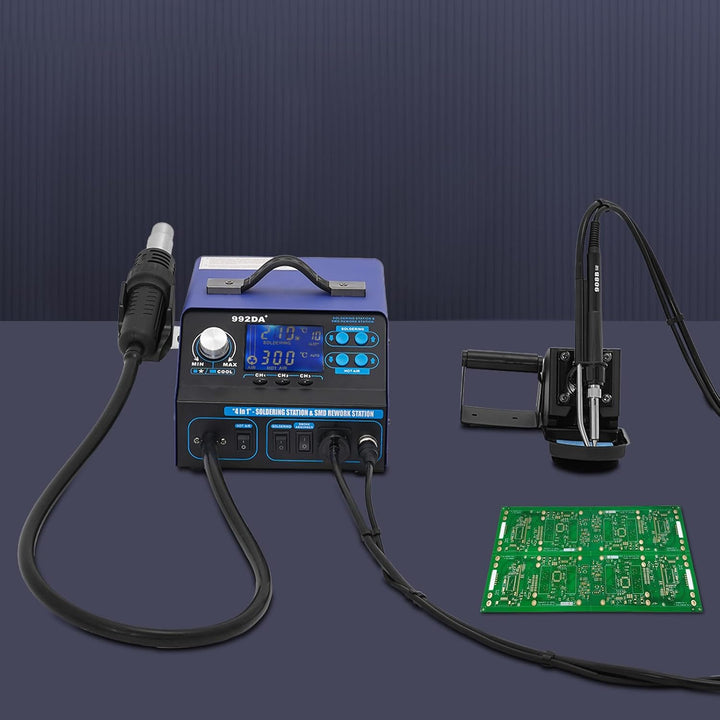 992DA+ Lötstation 780W 2 IN 1 Lötkolben Set mit LED Display | Soldering Station Entlötstation 100-48