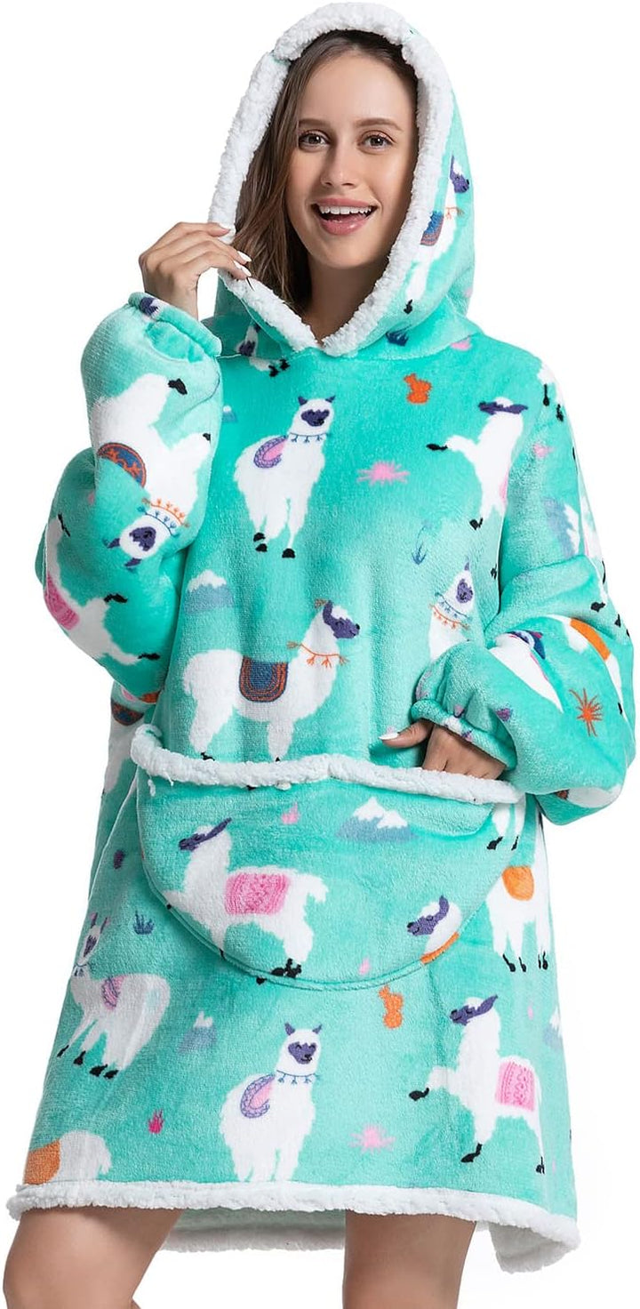 Wenlia Übergrosse Hoodie Sweatshirt für Erwachsene, Kinder, Kleinkinder, Sherpa Decke Sweatshirt Fla