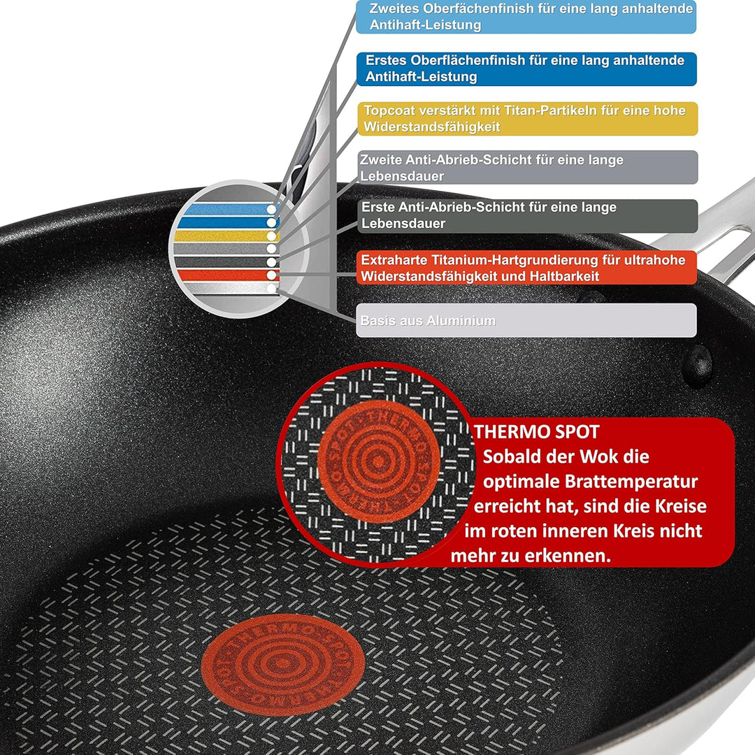 Tefal E30 Jamie Oliver Pfannenset Induktion 5 tlg -SET8- WOK-Pfanne 28 cm tief + Schmorpfanne 25 cm