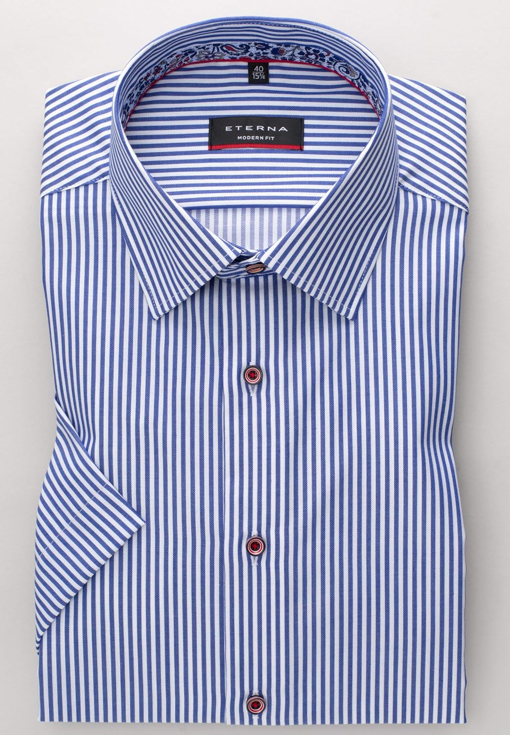 eterna Kurzarm Hemd Modern Fit Twill gestreift