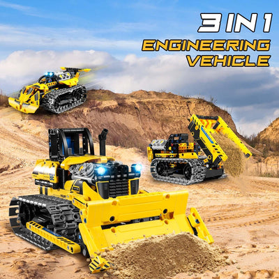 INSOON 3 IN 1 Ferngesteuertes Technik Auto Bauspielzeug Set - 452 Stück Bulldozer, Kipplaster, Raupe