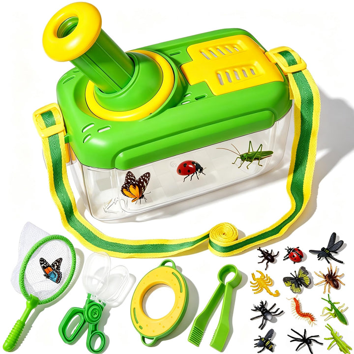 Entdecker Set für Kinder ab 4, 17 Stück Forscherset für Kinder, Insektenbox mit Drehbar Lupe, Kinder