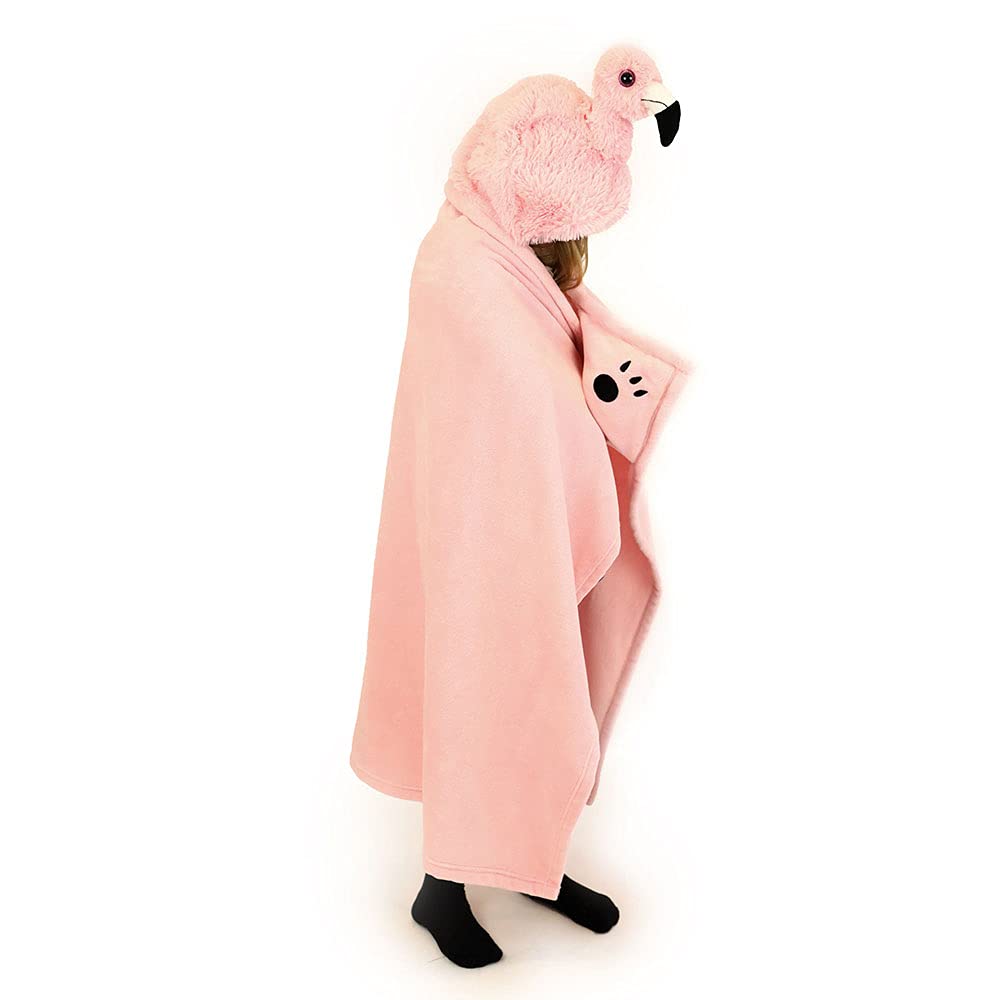 NOXXIEZ Kinder Decke mit Kapuze - kuschelig weiche Fleecedecke im Kuscheltier-Look für Jungs, Mädche