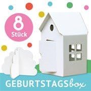 bibabox - 8er Box kleines Papphaus zum Basteln und Anmalen – Nachhaltiges Spielzeug und Bastelset Ki