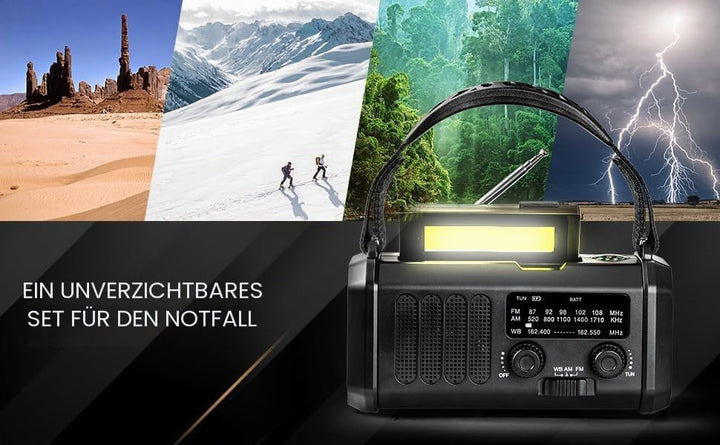Winnes Notfall Wetter Radio, Akku, Tragbar Radio mit SOS-Alarm, 20000 mAh, Kurbel, Solarradio, AM/FM