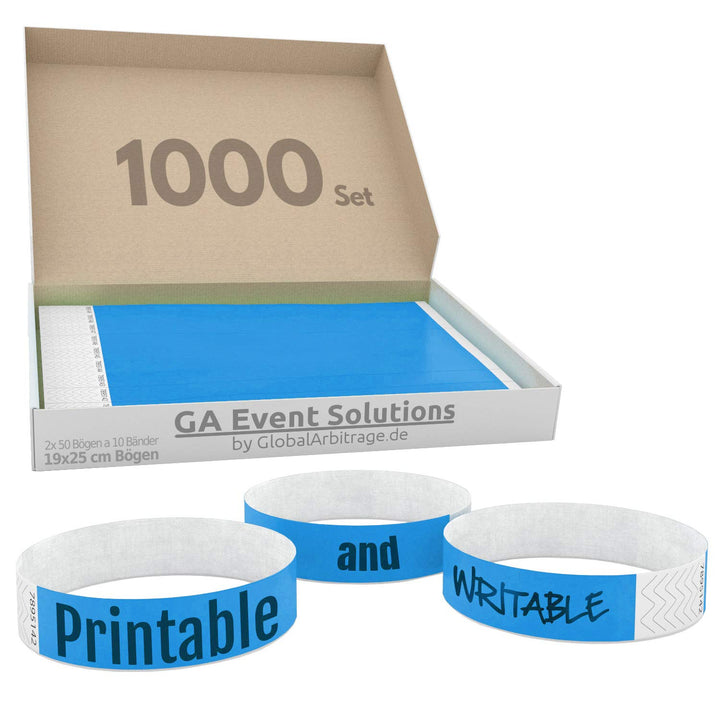 Global Arbitrage Event Solutions GA Event Solutions Einlassbänder aus Tyvek Light Blue 1000 Stück he