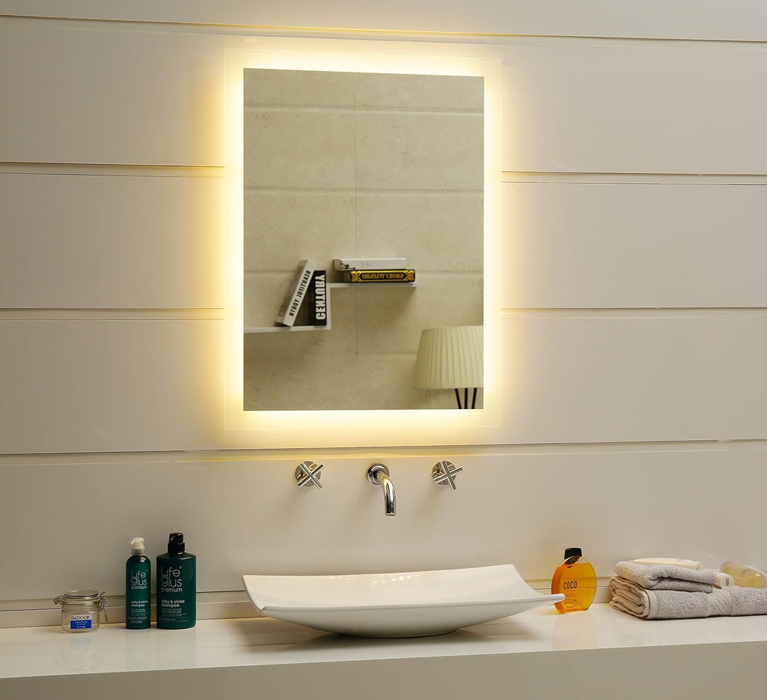 Dr. Fleischmann Badspiegel LED Spiegel GS084N mit Beleuchtung durch satinierte Lichtflächen Badezimm