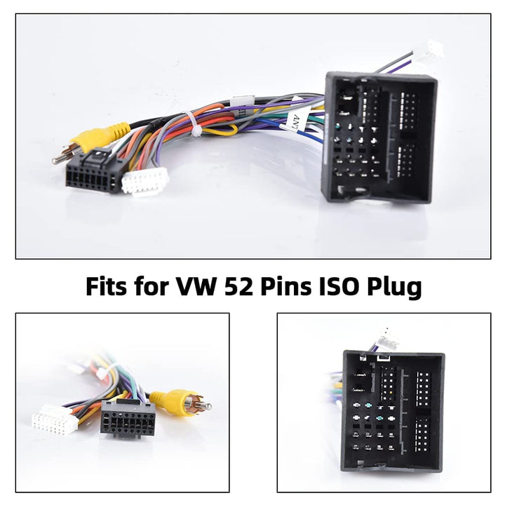 Podofo 52 Pin ISO-Adapterkabel ISO-Konverter Autoradio Radioadapter für VW/Golf/Passat Tiguan/Polo/T