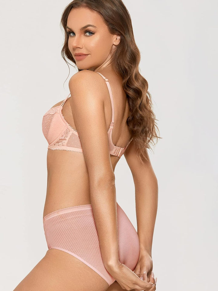 DOBREVA Balconette BH Damen mit Bügel Push Up Dirndl Spitze BHS Sexy Grosse Grössen Ungefüttert 70D