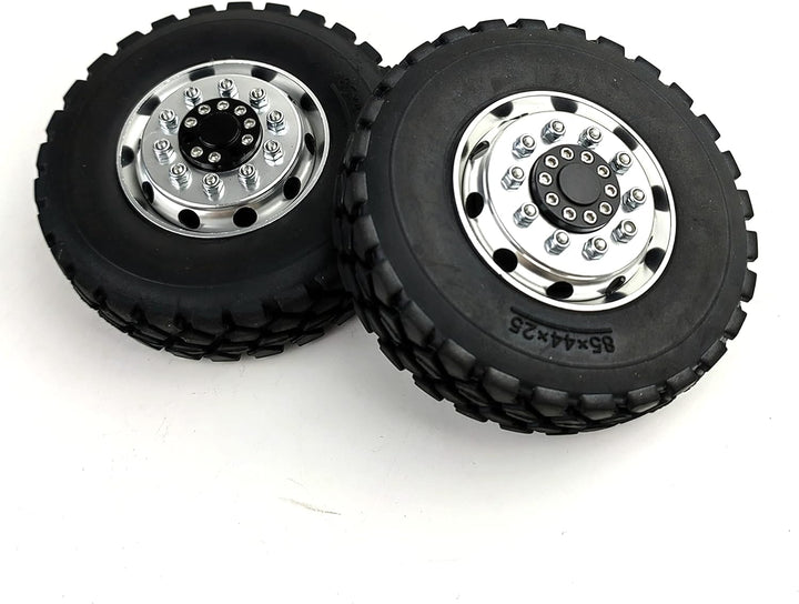 AXspeed 1/14 Rad Reifen Felgen Set 2 Stück Vorderfelgen mit Gummireifen für Tamiya Traktor Truck Cli