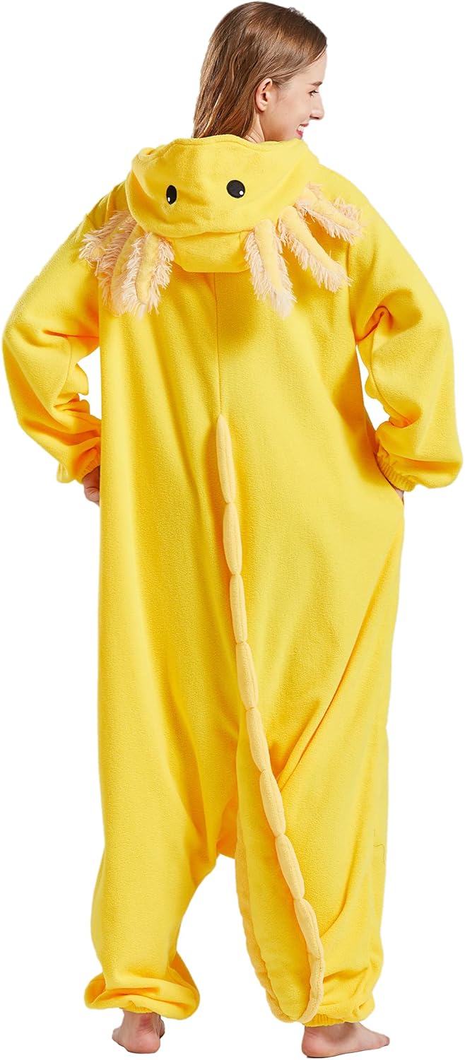 DELEY Unisex Axolotl Strampler Erwachsene Halloween Kostüm Anime Axolotl Cosplay Pyjamas Warme Nacht