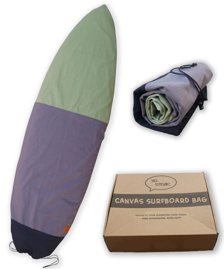 Ho Stevie! Canvas Surfboard Tasche Cover [Grösse und Farbe wählen] Schwarz/Grau/Grün 6'0", Schwarz/G