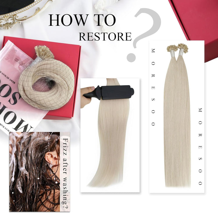 Moresoo Bonding Extensions Echthaar Blond 35cm U Tip Extensions Echthaar Bondings Platinblond Für Tä