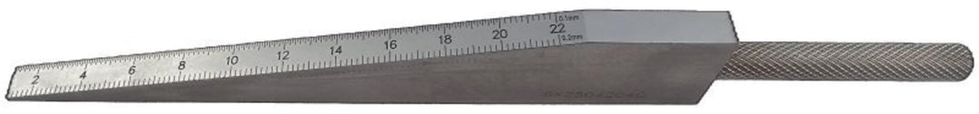 WRS Präz.-Messkeil, rostfrei, mattverchromt, Messbereich 1,0-22,0 mm, 200 mm lang, Ablesung: oben 0,