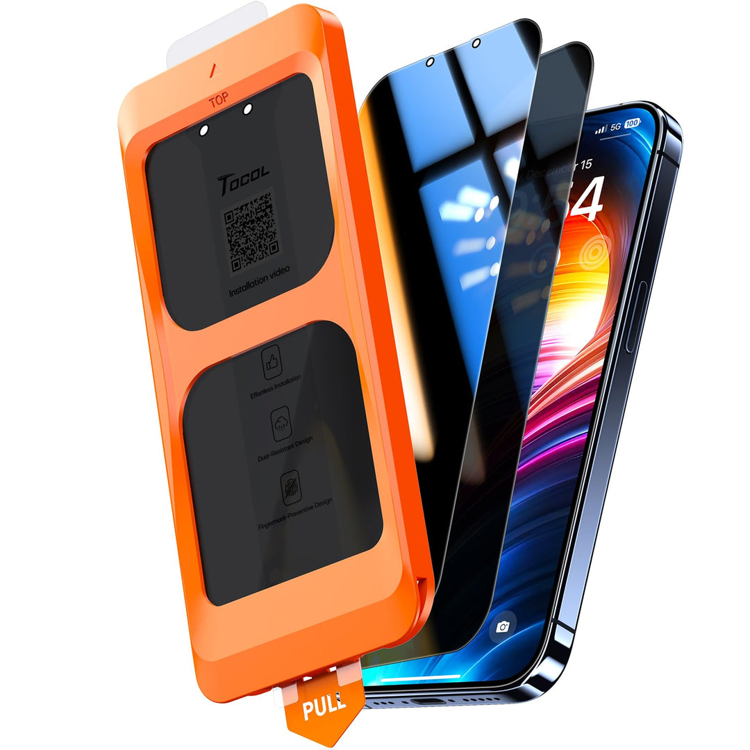 TOCOL Full Screen für iPhone 13 Pro Max für Panzerglas Sichtschutz, Auto-Installation 0 Blasen 9H Hä