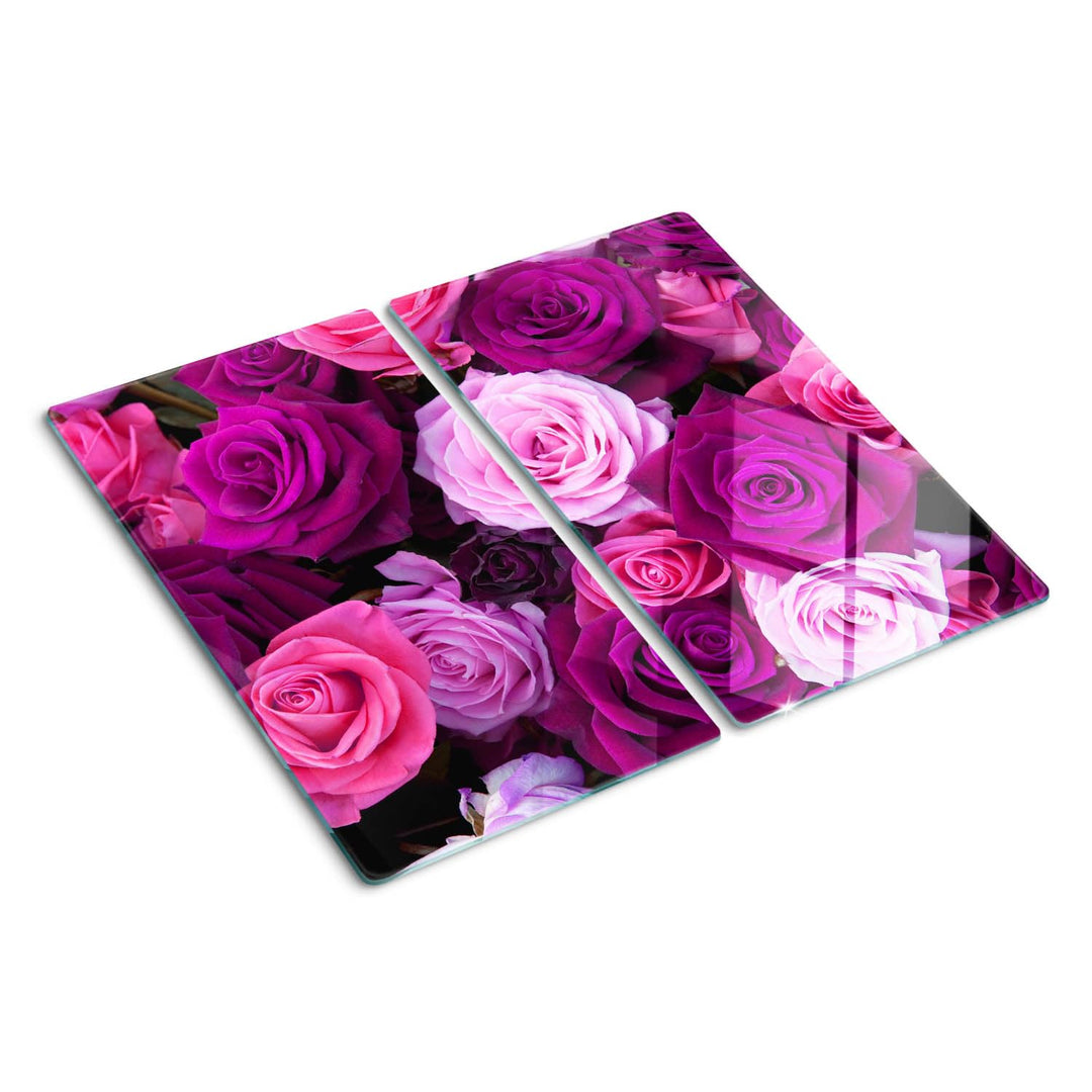Tulup Schneidebrett Spritzschutz Abdeckung 2x30x52 cm Rosa Gehärtetes Glas Kochplattenabdeckung Herd