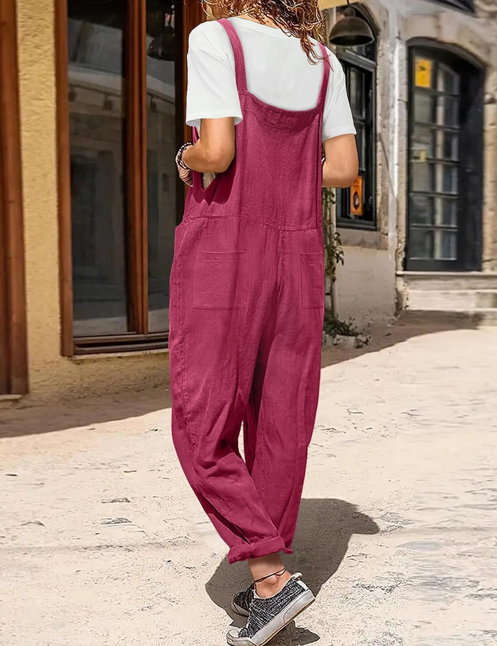 YESNO Damen Latzhose Sommer Oversize Trägerhose Beiläufig Loose Bib Pants Overall Baggy Jumpsuit Str